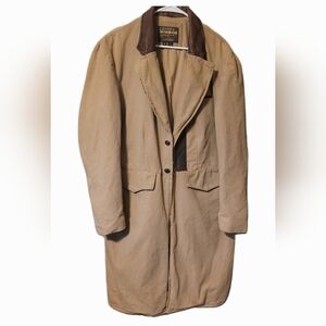 Pioneer Wear Bunkhouse Tan Frock Cowboy Coat with Leather Accent